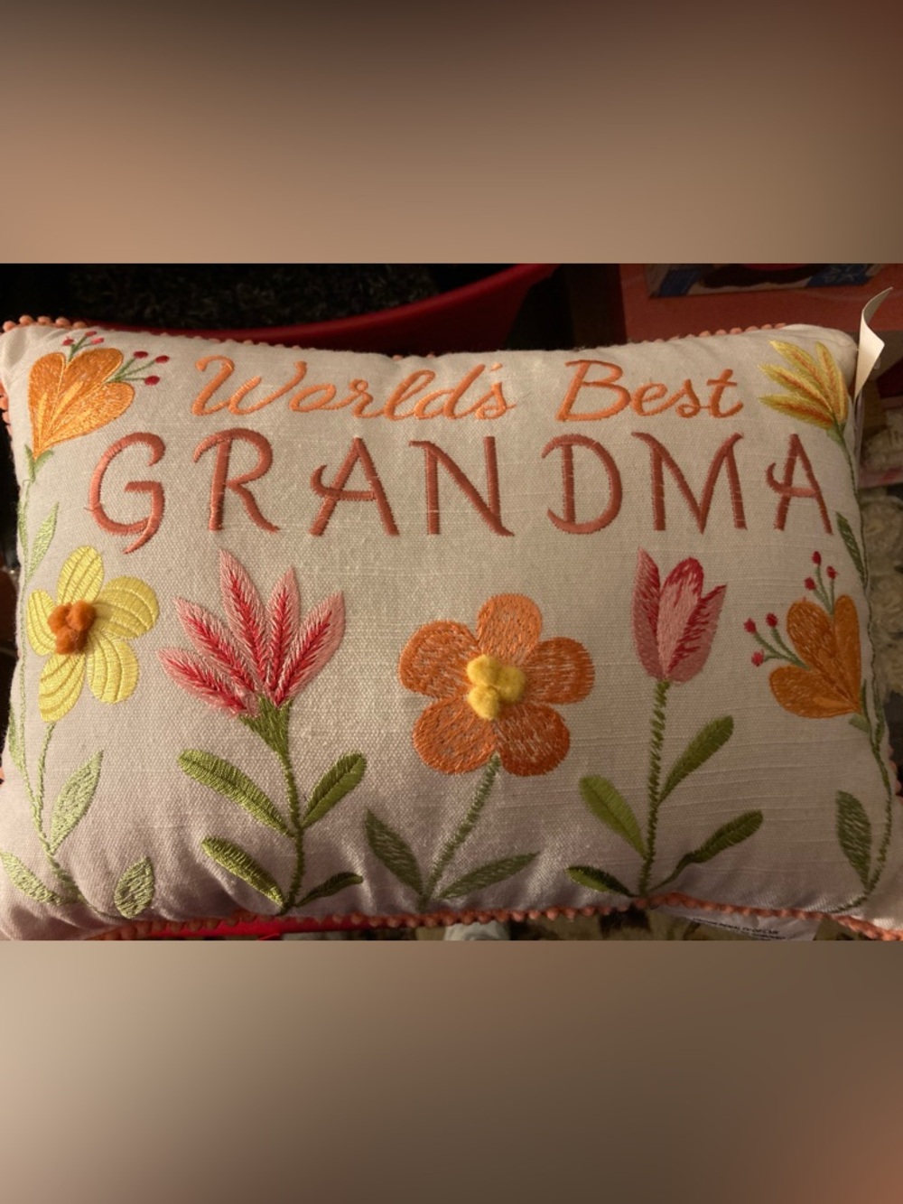 Grandmother Throw Pillow and Colorful Floral Wall Hanging plaque